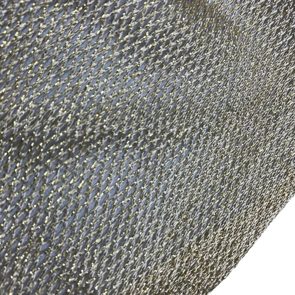 Gold Metallic net Scarf with Fringe